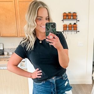 Women’s size Medium, black cropped t-shirt